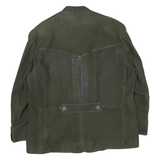 Womens Black Leather Button Outdoor Jacket L Plain Relaxed Fit Long Sleeve