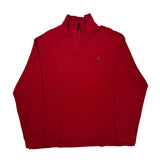 Estate Rib Polo By Ralph Lauren 1/4 Zip - XL Red Cotton