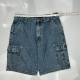 Wrangler Cargo Shorts - 33W 9L Blue Cotton