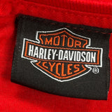 Harley Davidson Graphic Long Sleeve T-Shirt - Medium Red Cotton