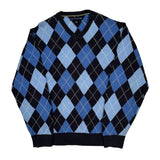 Tommy Hilfiger Argyle Jumper - XL Black Cotton