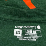 Loose Fit Carhartt Long Sleeve T-Shirt - 2XL Green Cotton