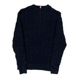 Tommy Hilfiger Cable Knit Sweater - Medium Navy Cotton