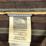 The North Face Striped Shirt - Large Brown Cotton