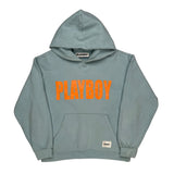 Playboy Spellout Hoodie - Large Gray Cotton