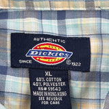 Dickies Checked Short Sleeve Shirt - XL Blue Cotton Blend