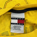 85 Tommy Jeans Graphic Long Sleeve T-Shirt - Large Yellow Cotton