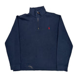 Polo By Ralph Lauren 1/4 Zip - Large Navy Cotton