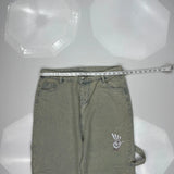 Unique Graphic Design On Pockets Unbranded Hip Hop Carpenter Pants - 36W 29L Gray Cotton