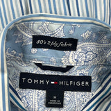 Tommy Hilfiger Striped Short Sleeve Shirt - Medium Blue Cotton