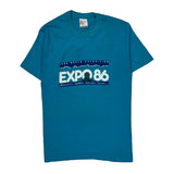 Expo 1986 Anvil Graphic T-Shirt - Medium Blue Cotton Blend