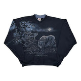 Wolves Au Henley Graphic Sweatshirt - 2XL Black Cotton