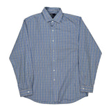 Westerton Italian Broadcloth Polo By Ralph Lauren Checked Shirt - Large Blue Cotton