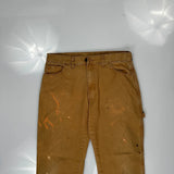 Dickies Double Knee Carpenter Trousers - 32W 30L Brown Cotton