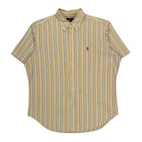Ralph Lauren Striped Short Sleeve Shirt - Large Yellow Cotton