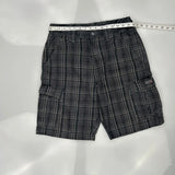 Wrangler Checked Cargo Shorts - 32W 11L Grey Cotton