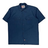 Dickies Short Sleeve Shirt - Large Blue Polyester Blend