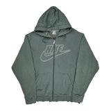 Nike Spellout Hoodie - Large Green Cotton