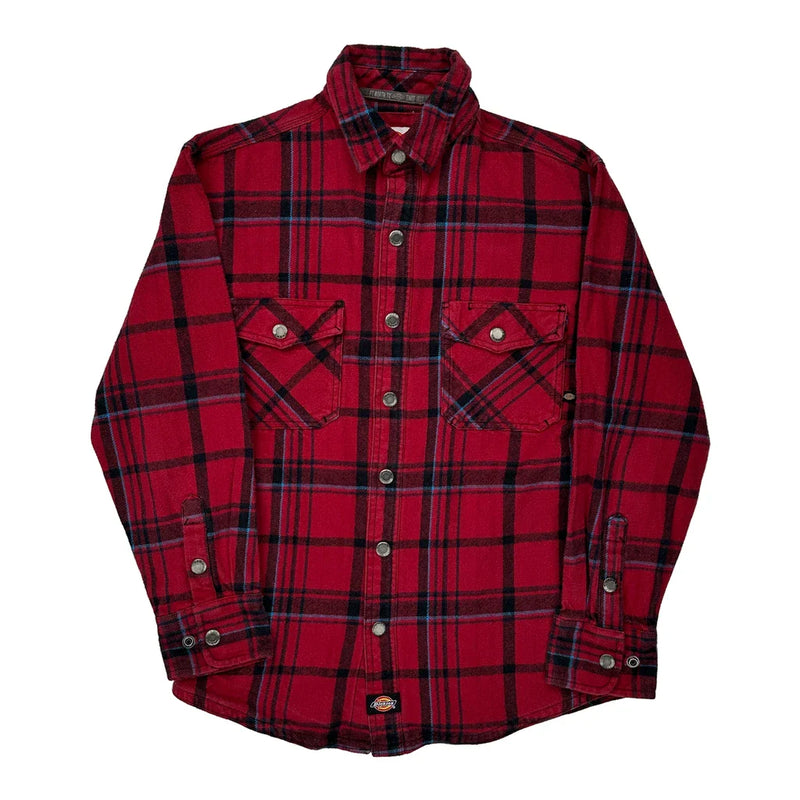Dickies Checked Flannel Shirt - Medium Red Cotton