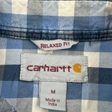 Carhartt Checked Short Sleeve Shirt - Medium Blue Cotton
