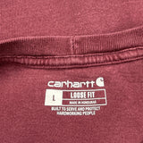 Carhartt Long Sleeve T-Shirt - Large Burgundy Cotton