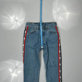 501 Levis Striped Jeans - 27W US 4 Light Wash Cotton