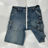 First Down Cargo Shorts - 38W 11L Blue Cotton