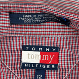Age 12 Tommy Hilfiger Shirt - Large Red Cotton