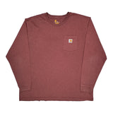 Carhartt Long Sleeve T-Shirt - 2XL Red Cotton