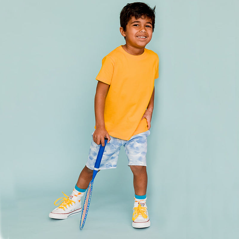 Kids Shorts: Organic Cotton Cloud Print Drawstring Shorts -  FINAL SALE