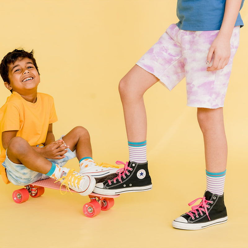 Kids Shorts: Organic Cotton Cloud Print Drawstring Shorts -  FINAL SALE