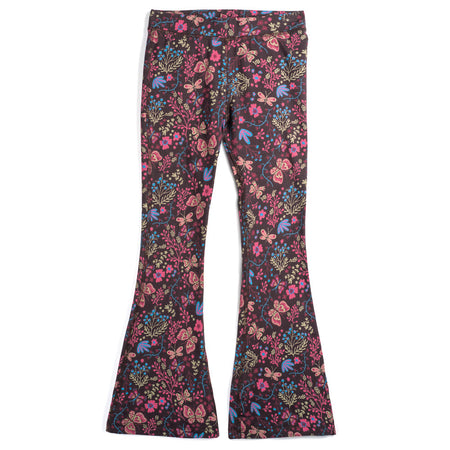 Kids Leggings: Organic Cotton Flared Yoga Pants: Flower Child