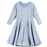 Kids Organic Cotton 3/4 Sleeve Twirl Dress: Cherry Blossom