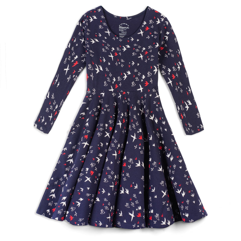 Kids Organic Cotton 3/4 Sleeve Twirl Dress - FINAL SALE