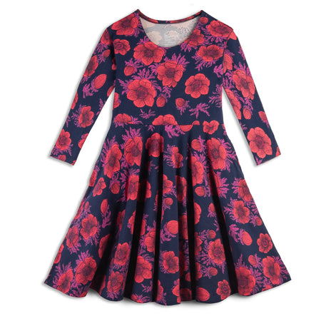Kids Organic Cotton 3/4 Sleeve Twirl Dress - FINAL SALE