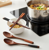 Anygleam Mixed Color 4pcs Wooden Chopsticks and Long Ladle Set Reusable Kitchen Tableware