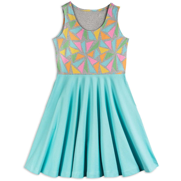 Kids Organic Cotton Sleeveless Twirl Dress: Sidewalk Chalk