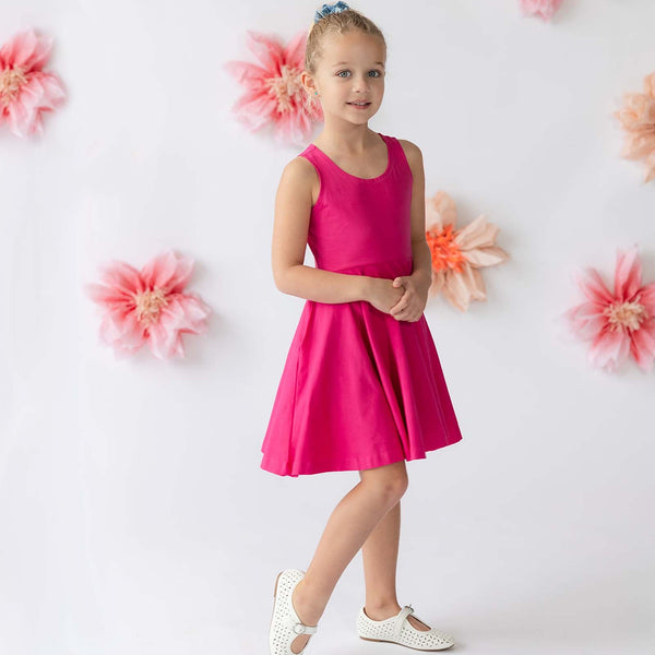 Kids Organic Cotton Sleeveless Twirl Dress - Core Colors
