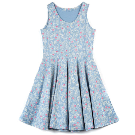 Kids Organic Cotton Sleeveless Twirl Dress: Cherry Blossom