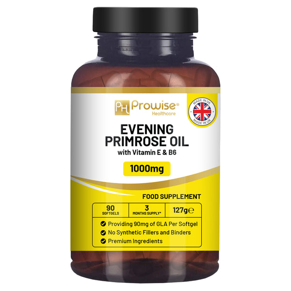 Evening Primrose Oil 1000mg | 90 Softgel Capsules | Pure Cold Pressed I 90mg GLA per Capsule I Women's Health I Premium Quality