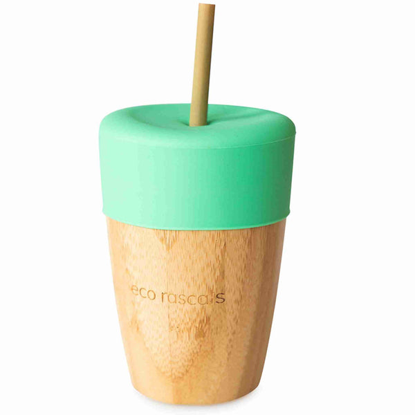 Bamboo Cup with Two Straws - Green