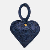 Heart Basket Bag Pink - Straw Bag - Iraca Palm Handbag, Top Handle Purse