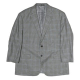 LAUREN RALPH LAUREN Womens Grey Blue Check Tailored Cotton Jacket L Buttons
