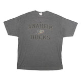 MAJESTIC Mens Grey Anaheim Ducks Graphic T-Shirt XL Short Sleeve Crew Neck