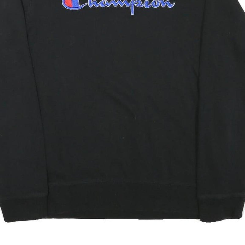 CHAMPION Boys Black XL Crew Neck Cotton Blend Sweatshirt Embroidered Logo
