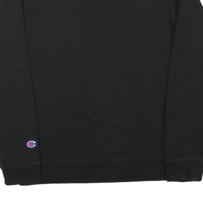 CHAMPION Boys Black XL Crew Neck Cotton Blend Sweatshirt Embroidered Logo