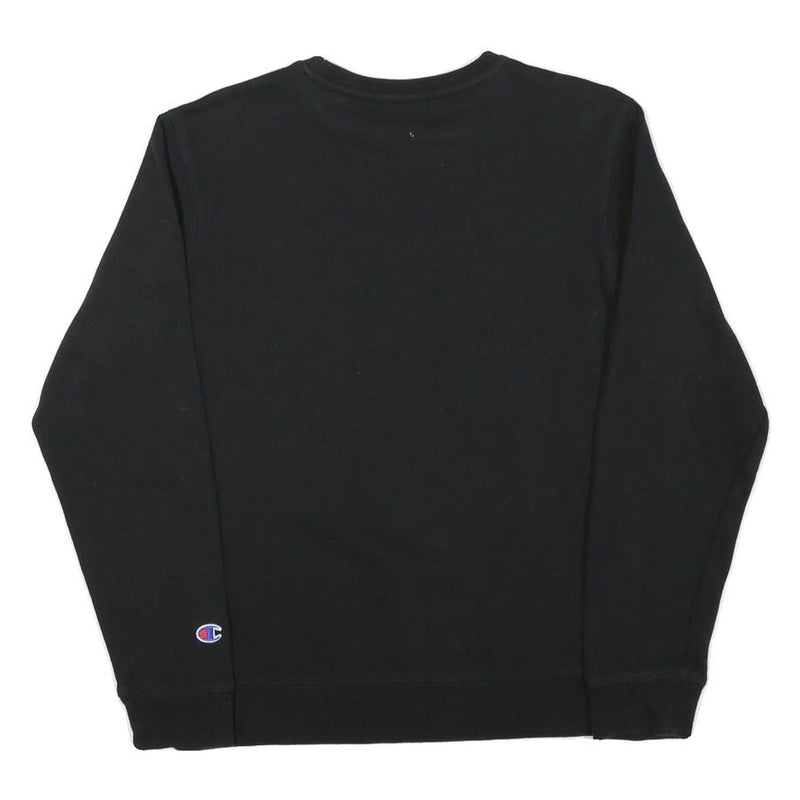 CHAMPION Boys Black XL Crew Neck Cotton Blend Sweatshirt Embroidered Logo