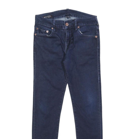 TRUE RELIGION Mens Dark Blue Slim Skinny Denim Jeans W30 L30 Zip Cotton Blend