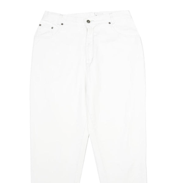 LE COMTE Womens Classic White Jeans Denim W30 L32 Zip Pockets Embroidered Logo