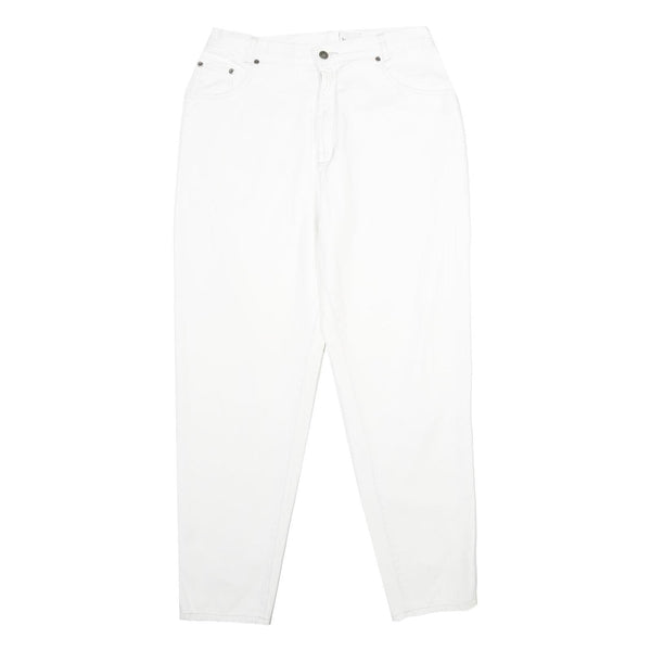 LE COMTE Womens Classic White Jeans Denim W30 L32 Zip Pockets Embroidered Logo